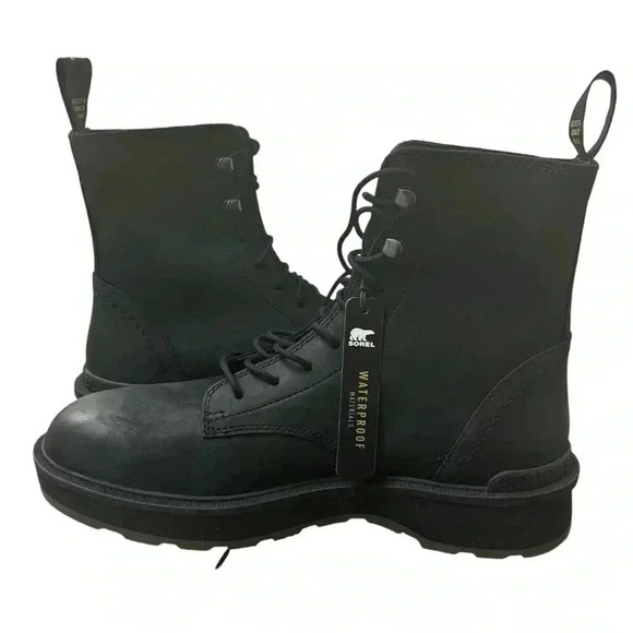 Sorel Women's Hi-Line Lace Boots waterproof Size 9 Black Shelf pull looks NEW - Picture 10 of 14